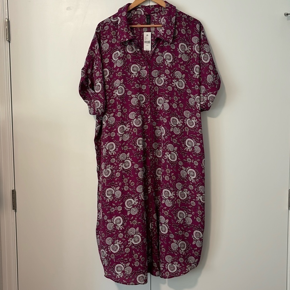 Lane Bryant floral long button down  side slit tunic dress size 22/24 NWT